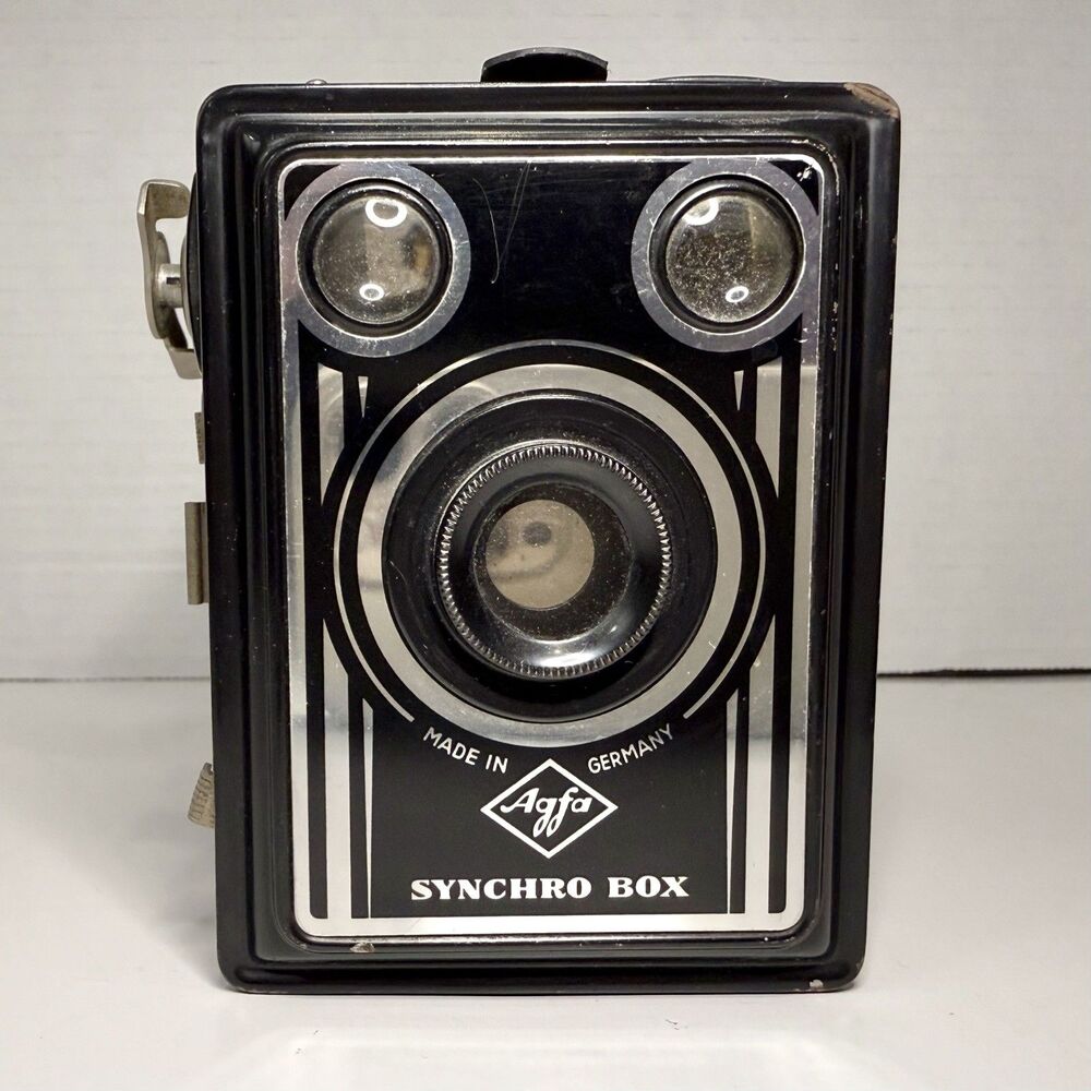 Vintage Agfa Synchro Box Camera Germany 1950s Art Deco Working Shutter